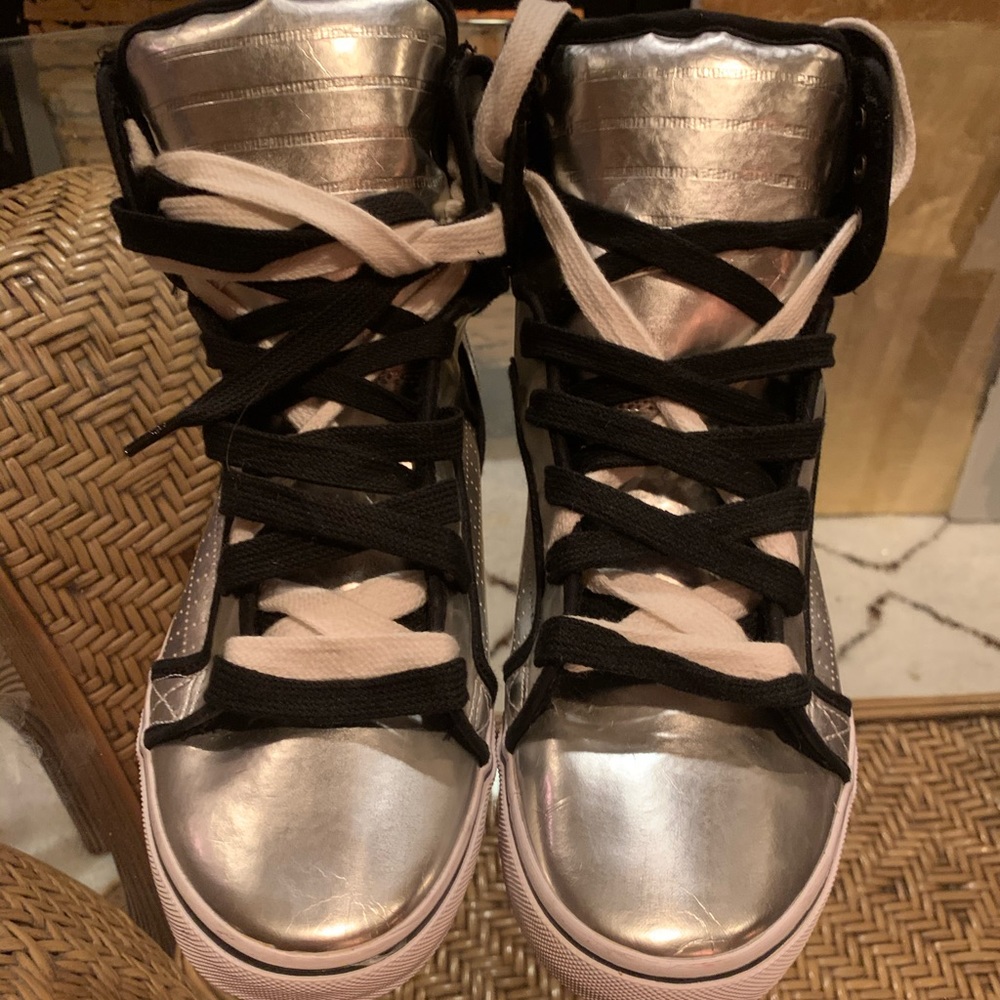 Steve Madden Silver Futuristic High Top Sneakers